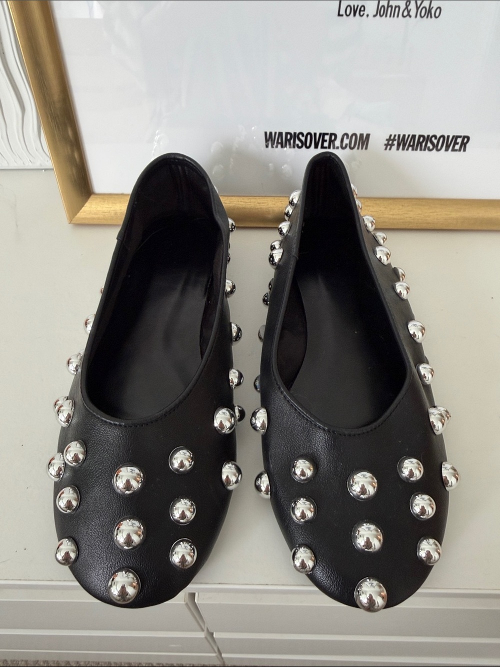Black Studded Women's Ballet Flats
